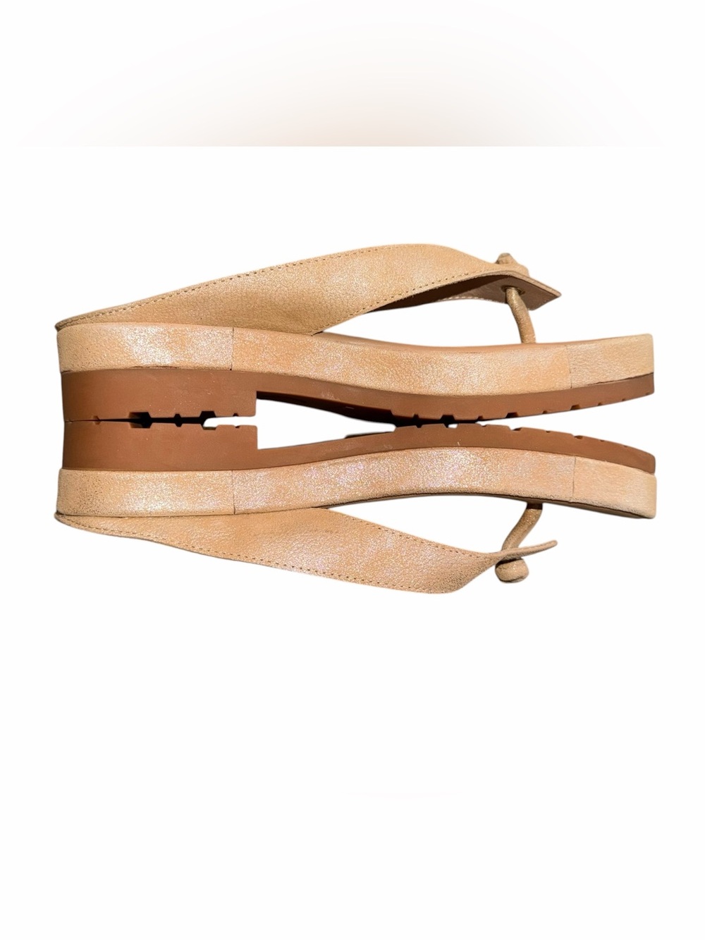 Donald Pliner Samiya Tan Shimmer Leather Platform Flip Flop Sandals Size 7.5 M